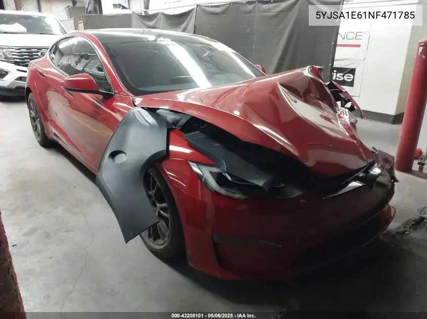 2022 Tesla Model S Plaid Tri Motor All-Wheel Drive VIN: 5YJSA1E61NF471785 Lot: 42208101