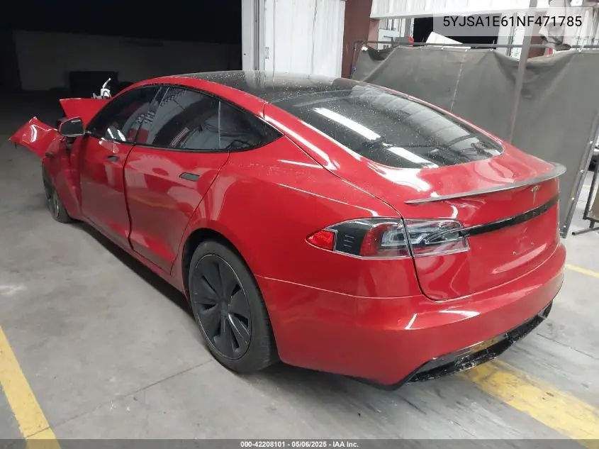 2022 Tesla Model S Plaid Tri Motor All-Wheel Drive VIN: 5YJSA1E61NF471785 Lot: 42208101