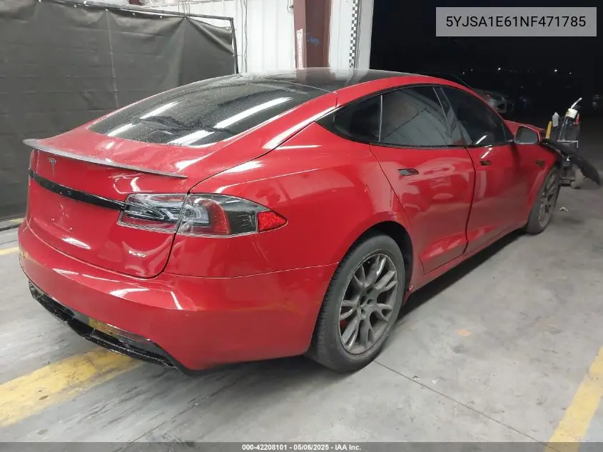 2022 Tesla Model S Plaid Tri Motor All-Wheel Drive VIN: 5YJSA1E61NF471785 Lot: 42208101