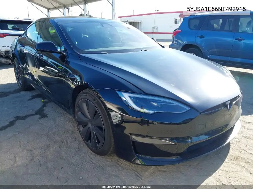2022 Tesla Model S Dual Motor All-Wheel Drive VIN: 5YJSA1E56NF492915 Lot: 42221120