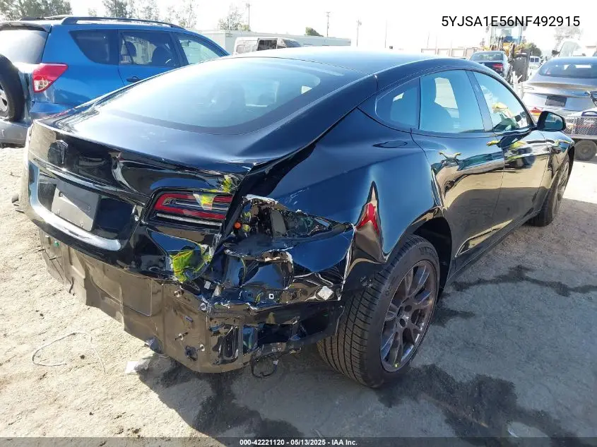 2022 Tesla Model S Dual Motor All-Wheel Drive VIN: 5YJSA1E56NF492915 Lot: 42221120