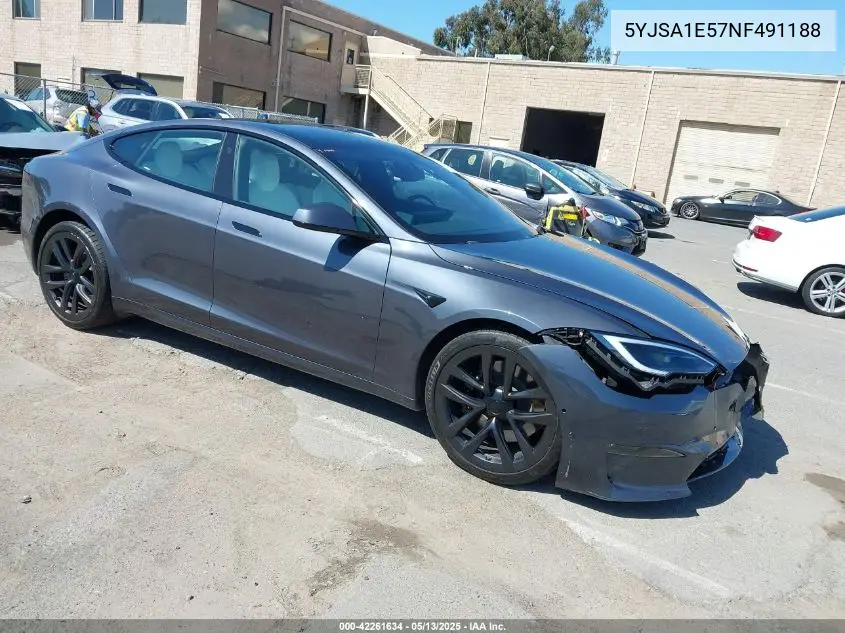 2022 Tesla Model S Dual Motor All-Wheel Drive VIN: 5YJSA1E57NF491188 Lot: 42261634