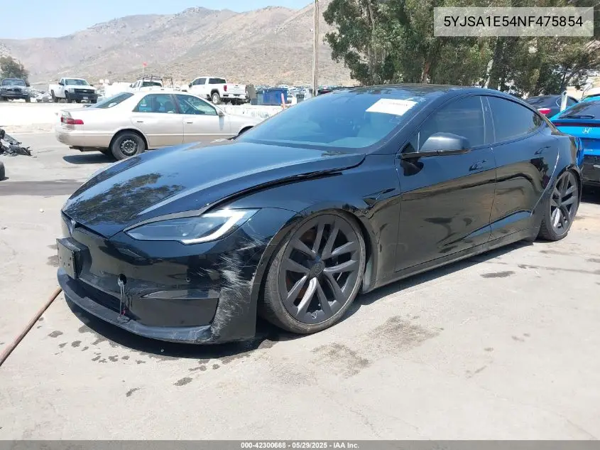 2022 Tesla Model S Dual Motor All-Wheel Drive VIN: 5YJSA1E54NF475854 Lot: 42300668