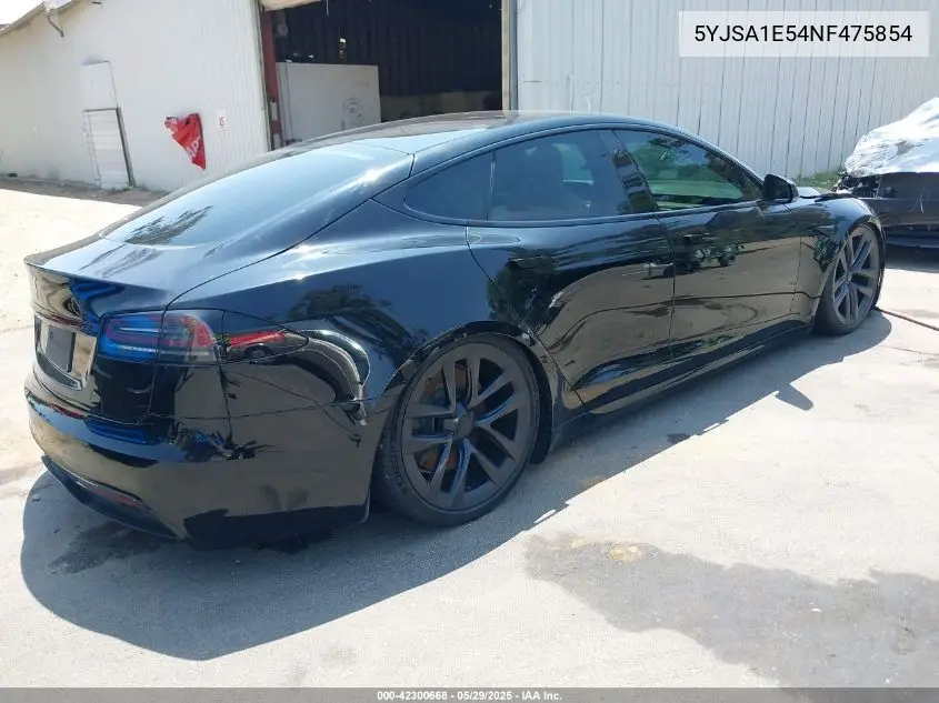 2022 Tesla Model S Dual Motor All-Wheel Drive VIN: 5YJSA1E54NF475854 Lot: 42300668
