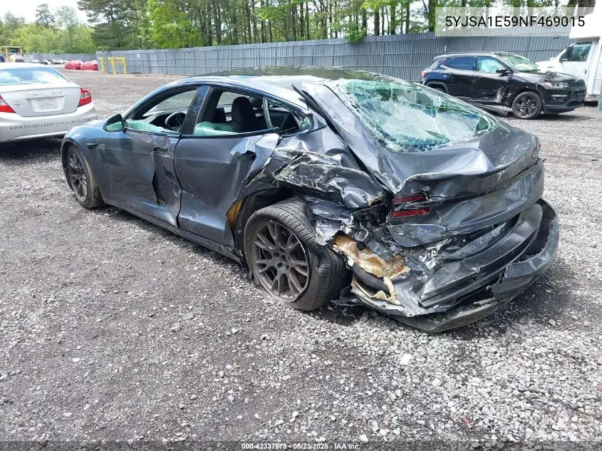 2022 Tesla Model S Dual Motor All-Wheel Drive VIN: 5YJSA1E59NF469015 Lot: 42337579