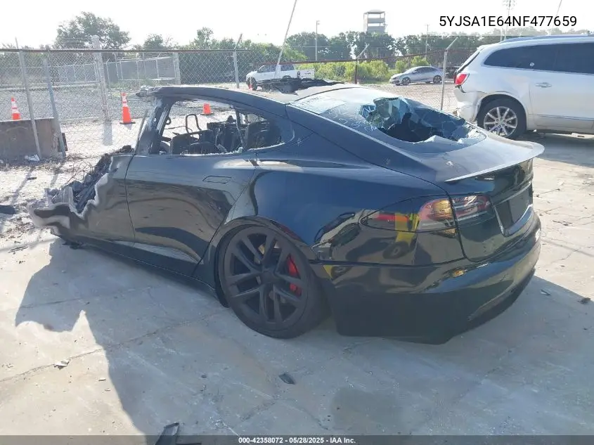 2022 Tesla Model S Plaid Tri Motor All-Wheel Drive VIN: 5YJSA1E64NF477659 Lot: 42358072