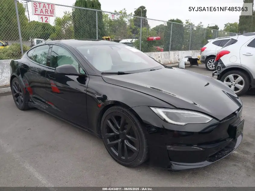 2022 Tesla Model S Plaid Tri Motor All-Wheel Drive VIN: 5YJSA1E61NF485363 Lot: 42434811