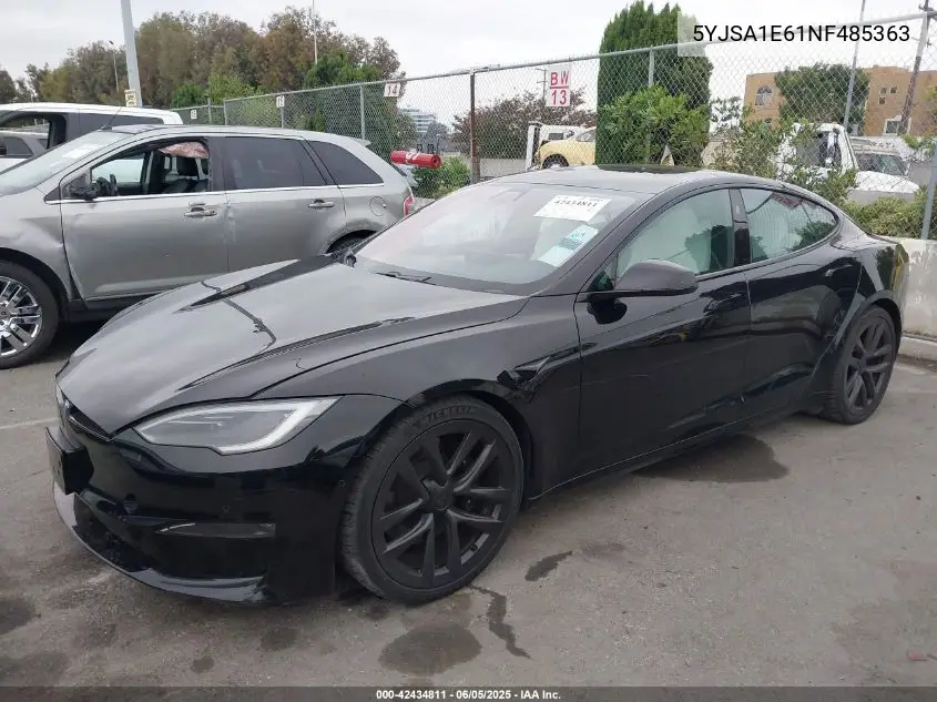 2022 Tesla Model S Plaid Tri Motor All-Wheel Drive VIN: 5YJSA1E61NF485363 Lot: 42434811
