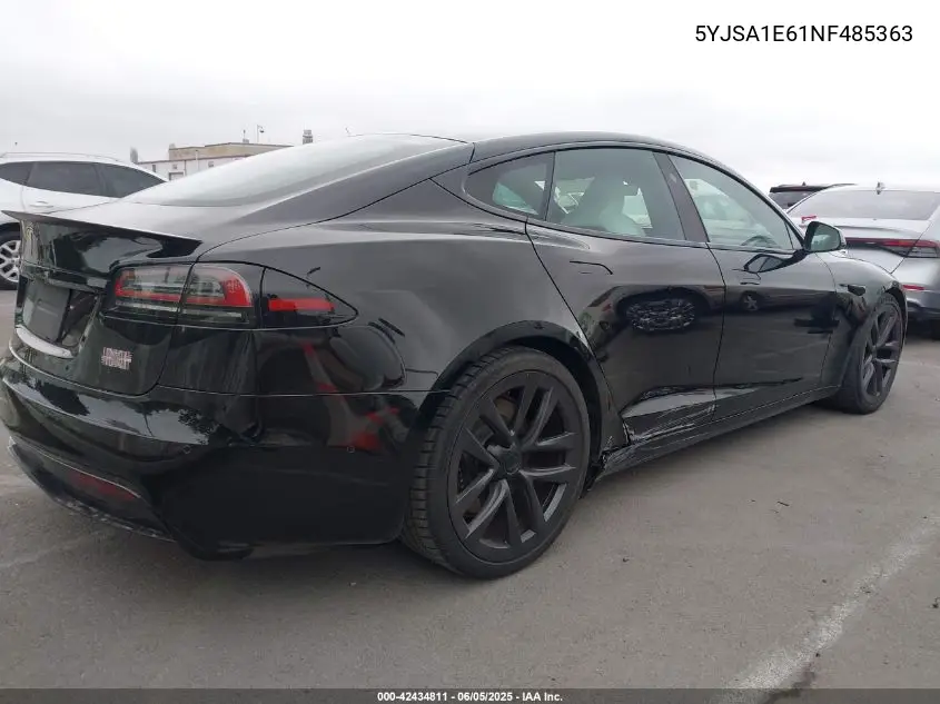2022 Tesla Model S Plaid Tri Motor All-Wheel Drive VIN: 5YJSA1E61NF485363 Lot: 42434811