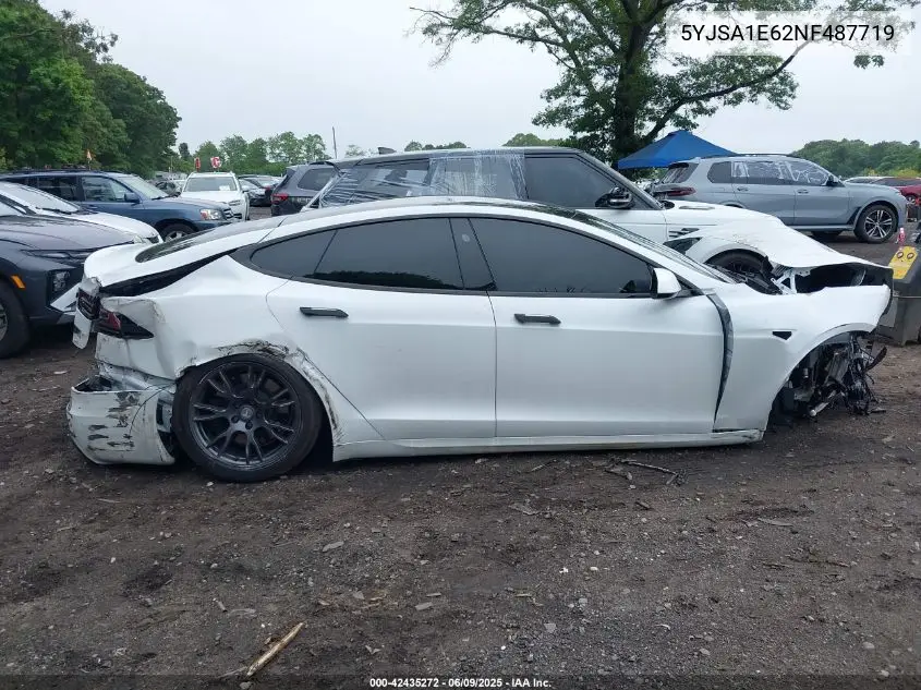 2022 Tesla Model S Plaid Tri Motor All-Wheel Drive VIN: 5YJSA1E62NF487719 Lot: 42435272