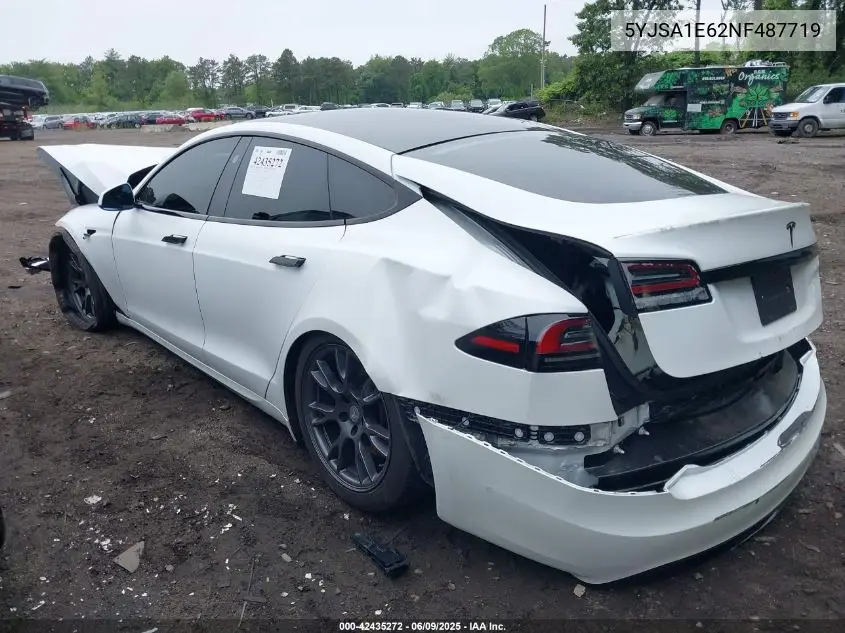 2022 Tesla Model S Plaid Tri Motor All-Wheel Drive VIN: 5YJSA1E62NF487719 Lot: 42435272