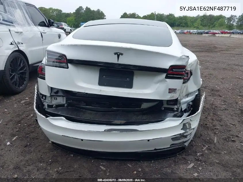 2022 Tesla Model S Plaid Tri Motor All-Wheel Drive VIN: 5YJSA1E62NF487719 Lot: 42435272