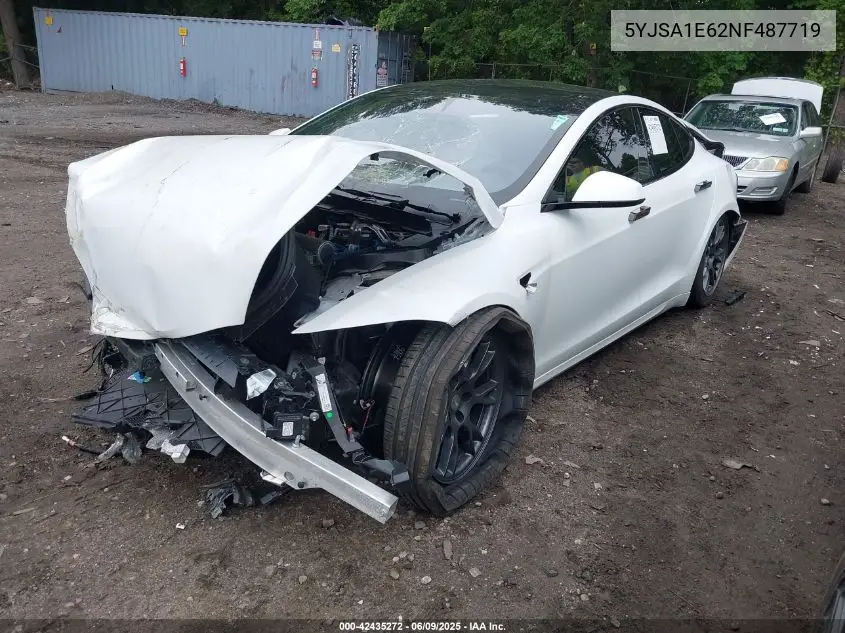 2022 Tesla Model S Plaid Tri Motor All-Wheel Drive VIN: 5YJSA1E62NF487719 Lot: 42435272