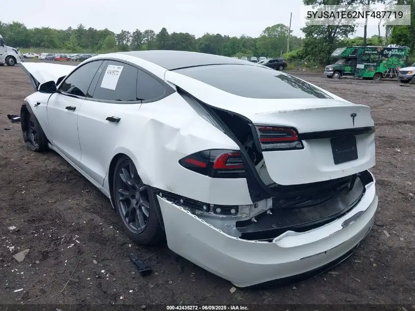 2022 Tesla Model S Plaid Tri Motor All-Wheel Drive VIN: 5YJSA1E62NF487719 Lot: 42435272