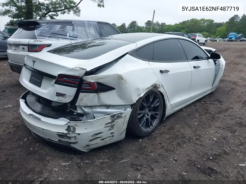 2022 Tesla Model S Plaid Tri Motor All-Wheel Drive VIN: 5YJSA1E62NF487719 Lot: 42435272