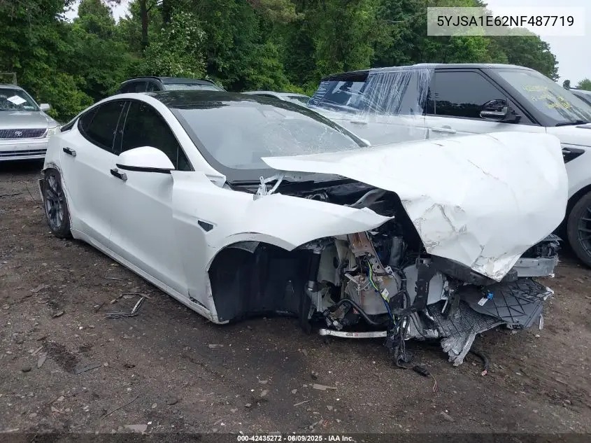 2022 Tesla Model S Plaid Tri Motor All-Wheel Drive VIN: 5YJSA1E62NF487719 Lot: 42435272