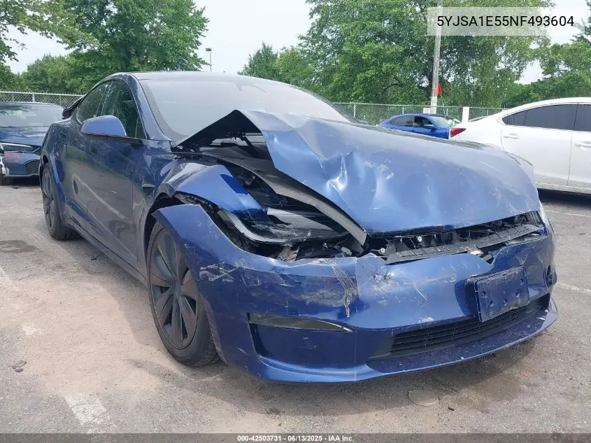 2022 Tesla Model S Dual Motor All-Wheel Drive VIN: 5YJSA1E55NF493604 Lot: 42503731