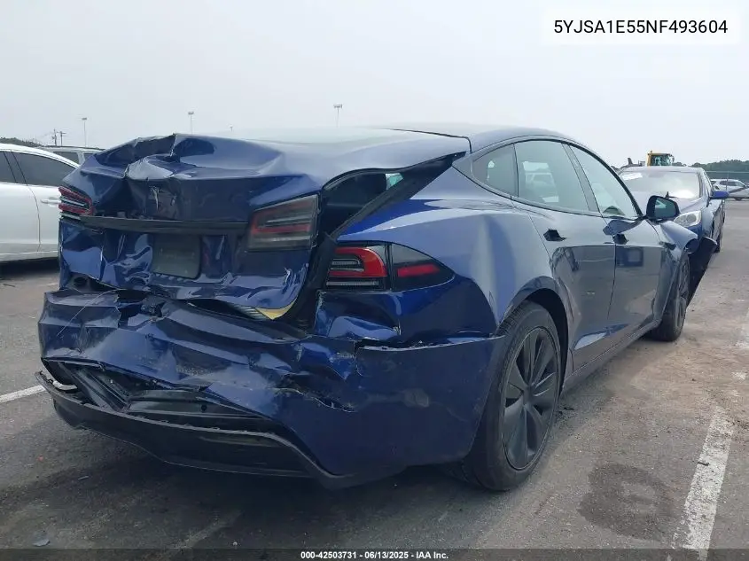 2022 Tesla Model S Dual Motor All-Wheel Drive VIN: 5YJSA1E55NF493604 Lot: 42503731