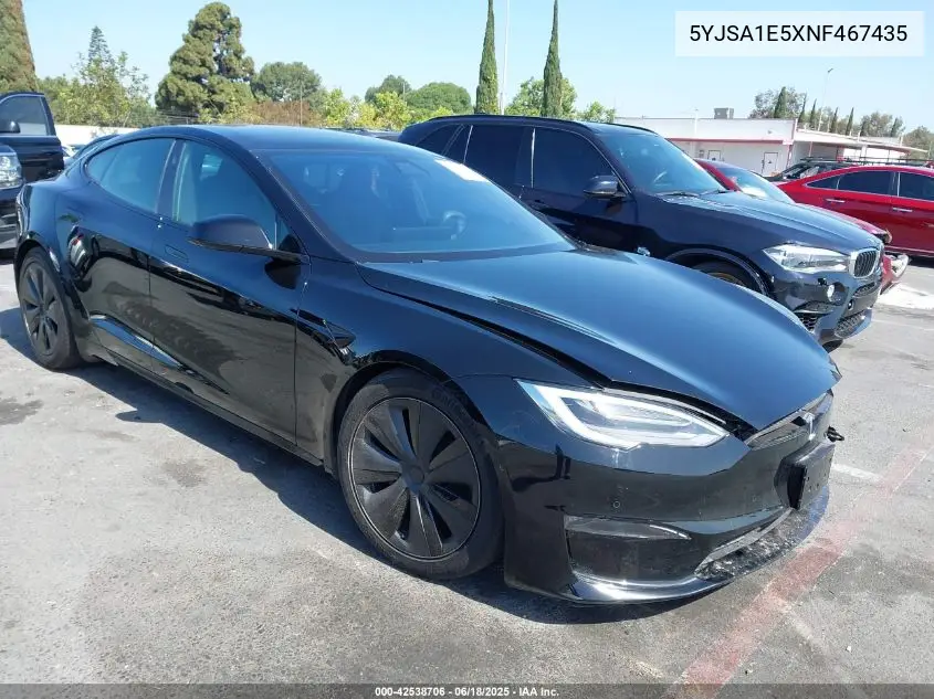 2022 Tesla Model S VIN: 5YJSA1E5XNF467435 Lot: 42538706