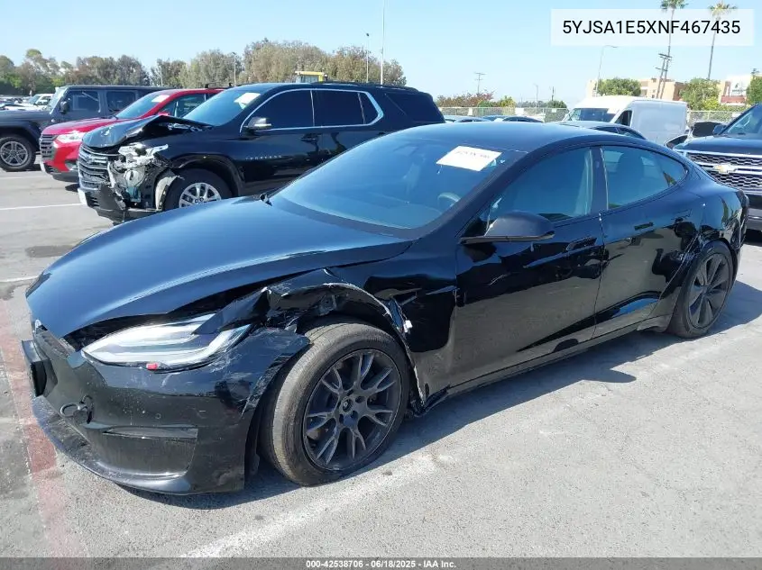 2022 Tesla Model S VIN: 5YJSA1E5XNF467435 Lot: 42538706