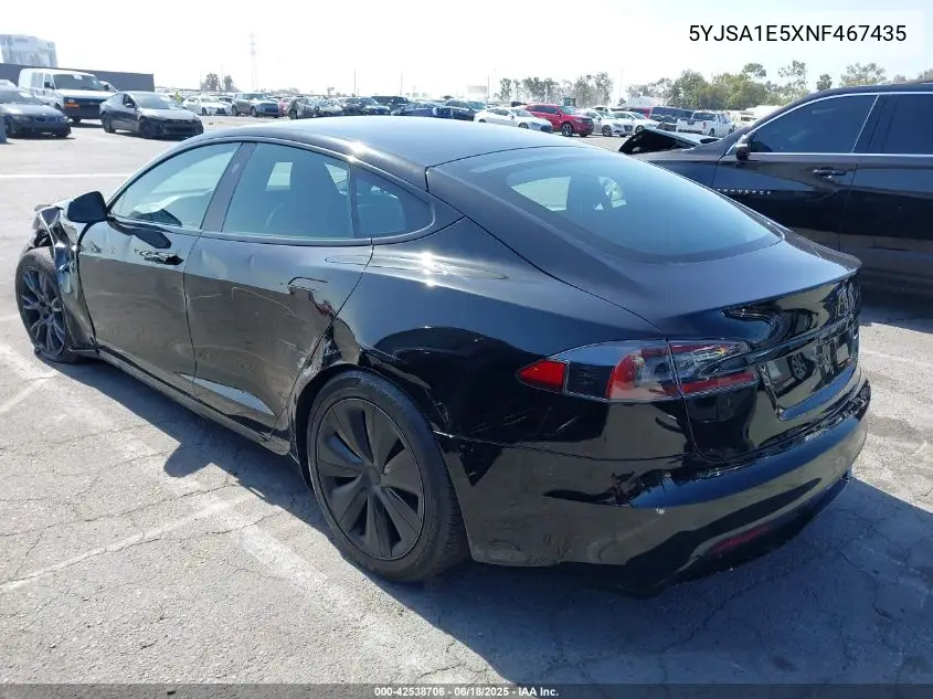 2022 Tesla Model S VIN: 5YJSA1E5XNF467435 Lot: 42538706