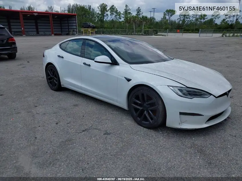 2022 Tesla Model S Plaid Tri Motor All-Wheel Drive VIN: 5YJSA1E61NF460155 Lot: 42545167