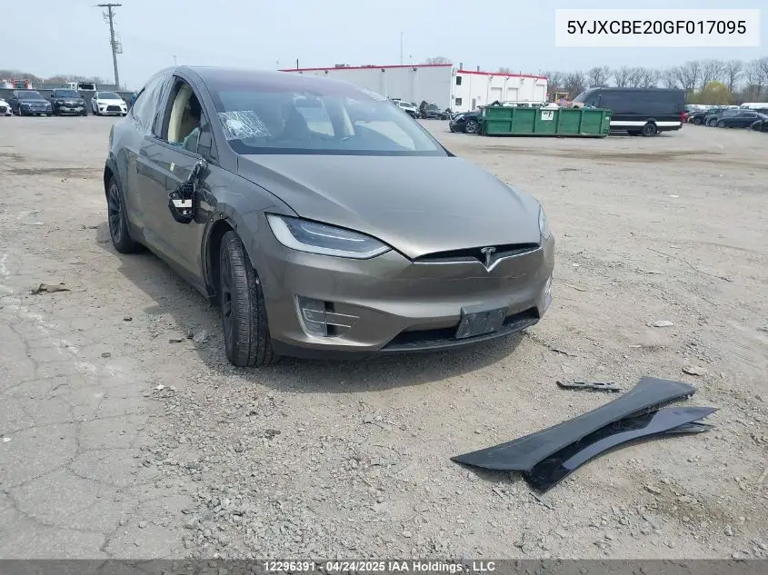 2016 Tesla Model X VIN: 5YJXCBE20GF017095 Lot: 12296391