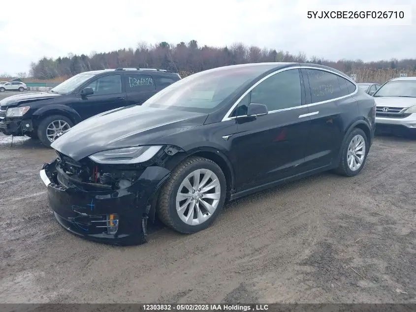 2016 Tesla Model X VIN: 5YJXCBE26GF026710 Lot: 12303832