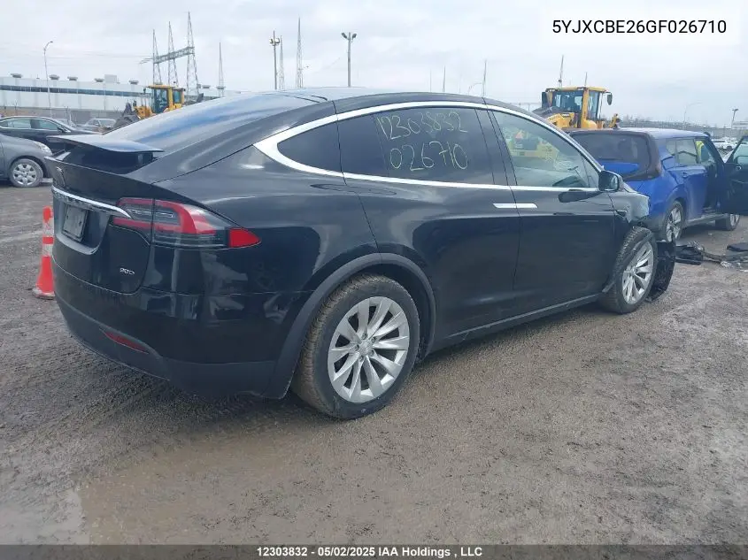2016 Tesla Model X VIN: 5YJXCBE26GF026710 Lot: 12303832