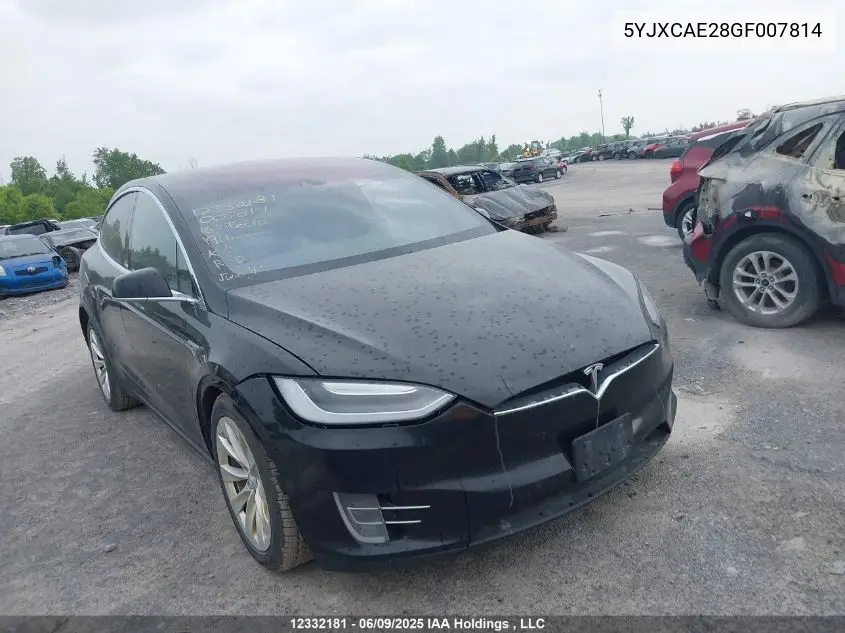 2016 Tesla Model X VIN: 5YJXCAE28GF007814 Lot: 12332181