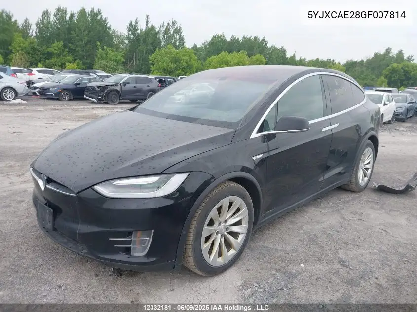 2016 Tesla Model X VIN: 5YJXCAE28GF007814 Lot: 12332181