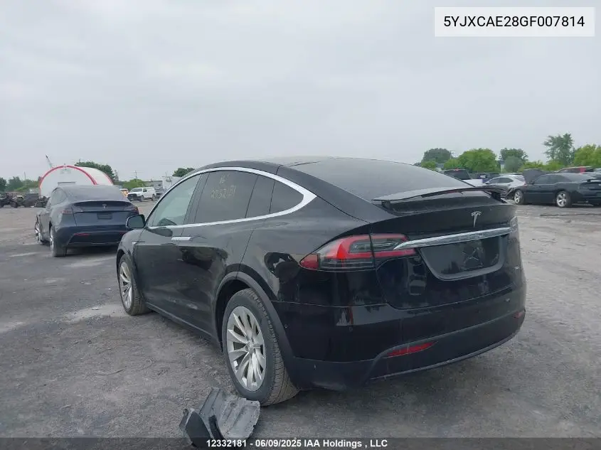 2016 Tesla Model X VIN: 5YJXCAE28GF007814 Lot: 12332181
