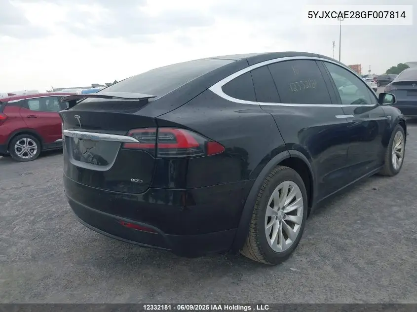 2016 Tesla Model X VIN: 5YJXCAE28GF007814 Lot: 12332181