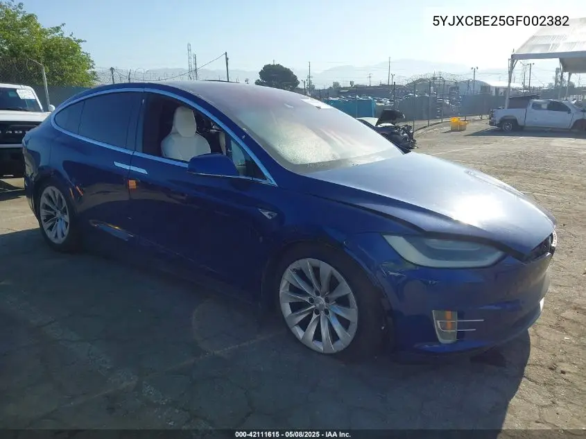 2016 Tesla Model X 60D/70D/75D/90D/P100D VIN: 5YJXCBE25GF002382 Lot: 42111615