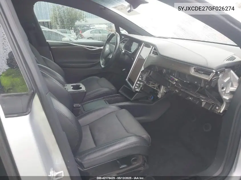 2016 Tesla Model X 60D/70D/75D/90D VIN: 5YJXCDE27GF026274 Lot: 42178429
