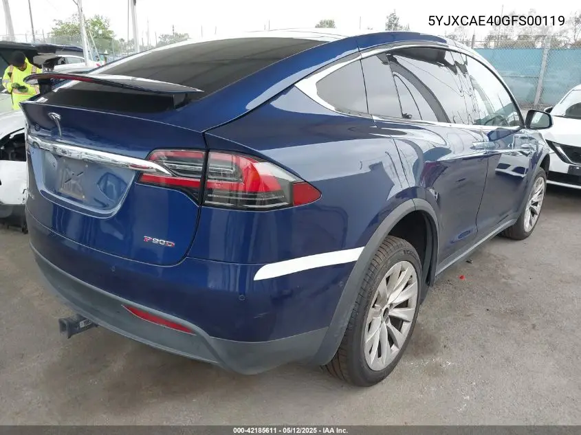 2016 Tesla Model X 60D/P100D/P90D VIN: 5YJXCAE40GFS00119 Lot: 42185611