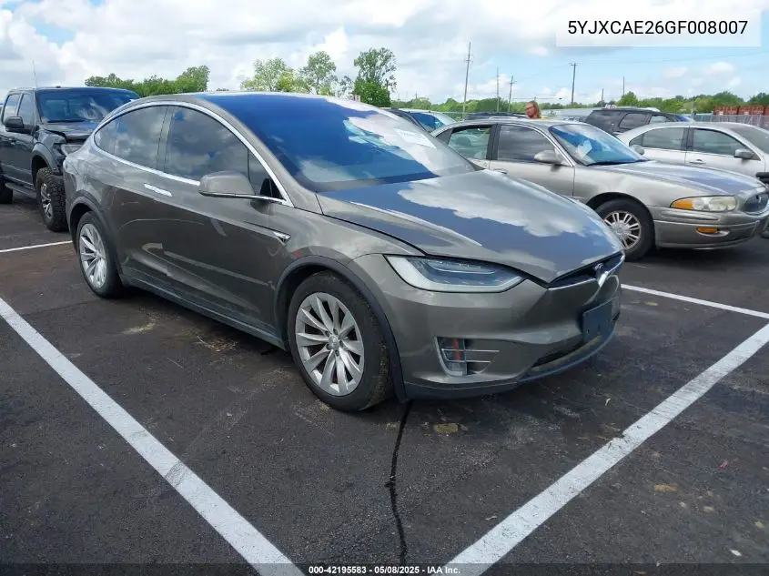 2016 Tesla Model X 60D/70D/75D/90D VIN: 5YJXCAE26GF008007 Lot: 42195583