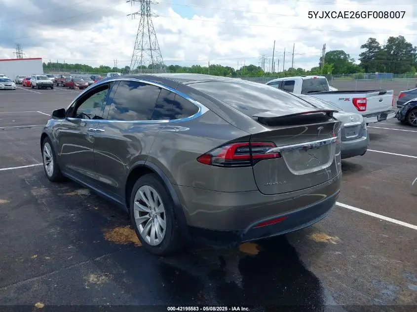 2016 Tesla Model X 60D/70D/75D/90D VIN: 5YJXCAE26GF008007 Lot: 42195583