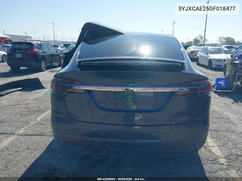 2016 Tesla Model X 60D/70D/75D/90D VIN: 5YJXCAE25GF018477 Lot: 42208404