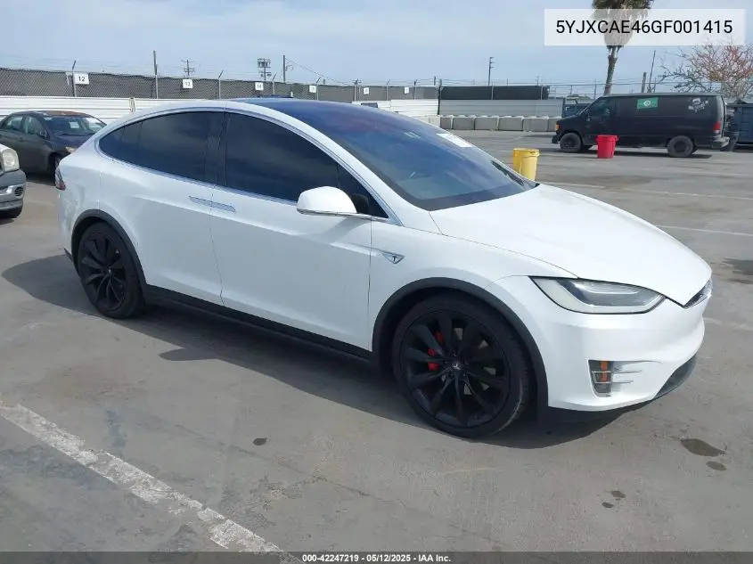 2016 Tesla Model X 60D/P100D/P90D VIN: 5YJXCAE46GF001415 Lot: 42247219