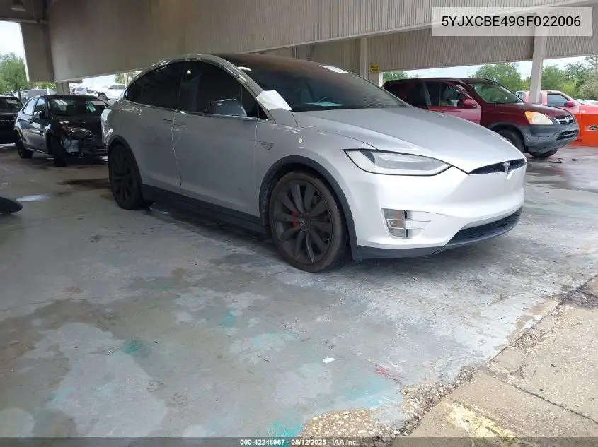 2016 Tesla Model X 75D/P100D/P90D VIN: 5YJXCBE49GF022006 Lot: 42248967