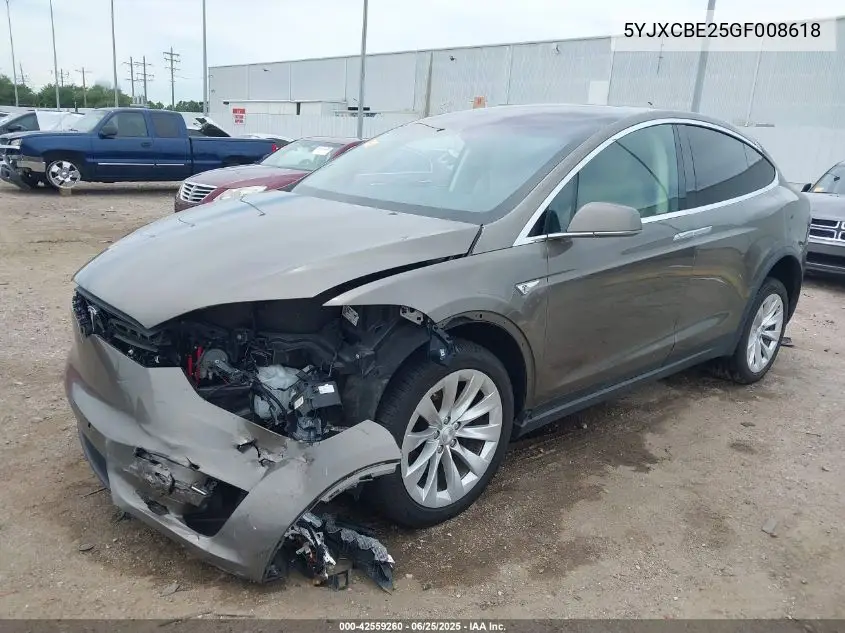 2016 Tesla Model X 60D/70D/75D/90D/P100D VIN: 5YJXCBE25GF008618 Lot: 42559260