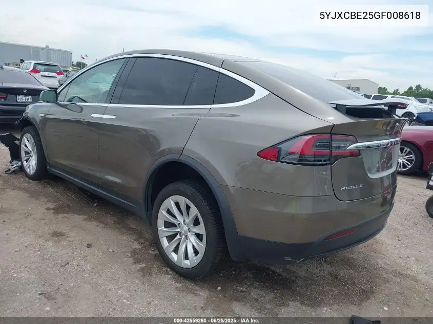 2016 Tesla Model X 60D/70D/75D/90D/P100D VIN: 5YJXCBE25GF008618 Lot: 42559260