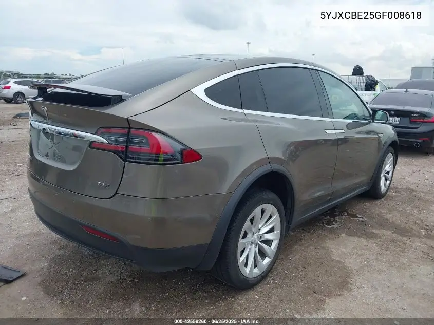 2016 Tesla Model X 60D/70D/75D/90D/P100D VIN: 5YJXCBE25GF008618 Lot: 42559260