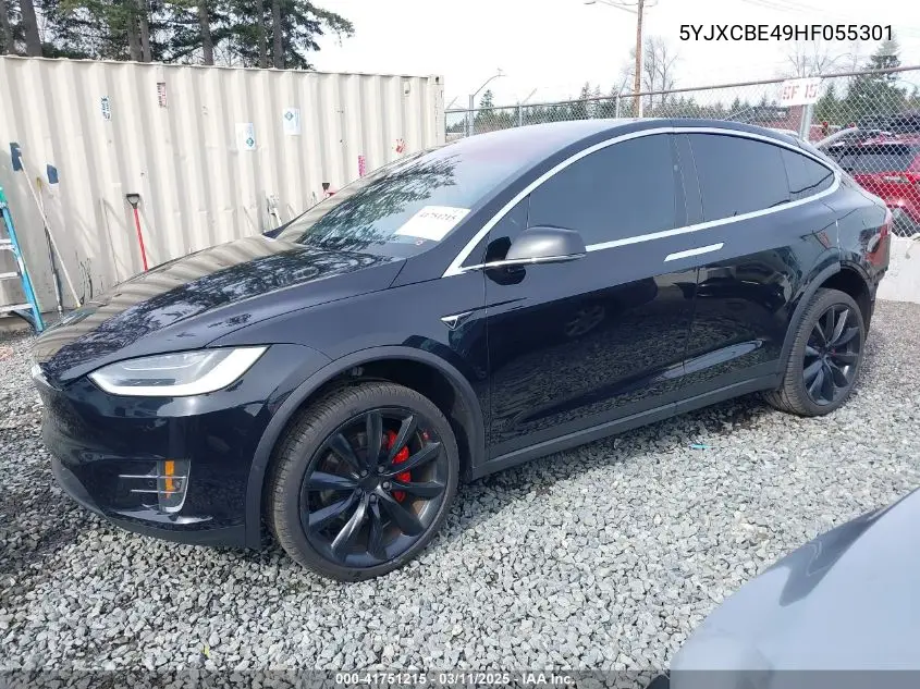 2017 Tesla Model X P100D VIN: 5YJXCBE49HF055301 Lot: 41751215
