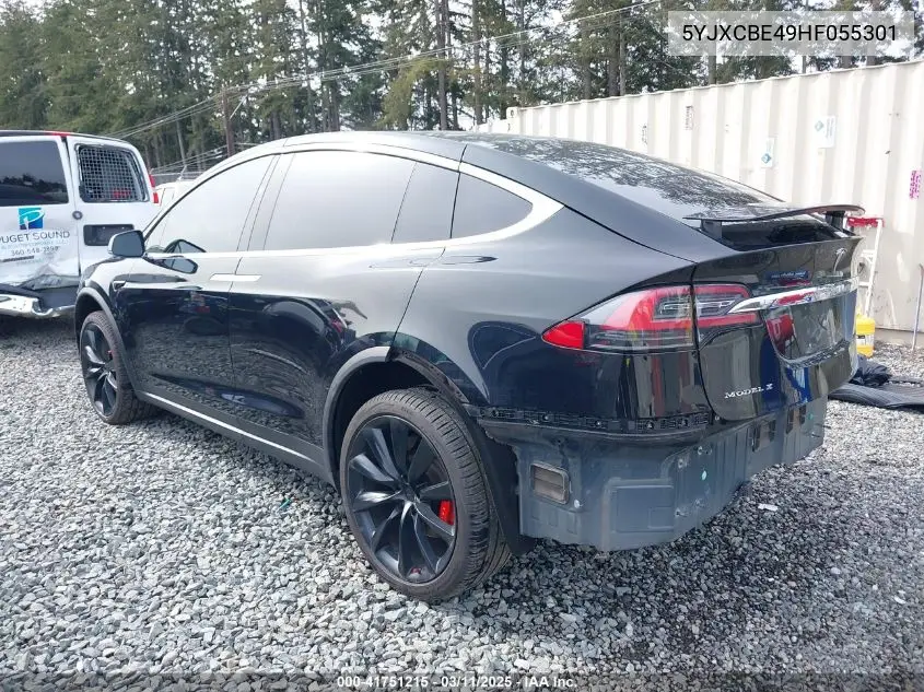 2017 Tesla Model X P100D VIN: 5YJXCBE49HF055301 Lot: 41751215