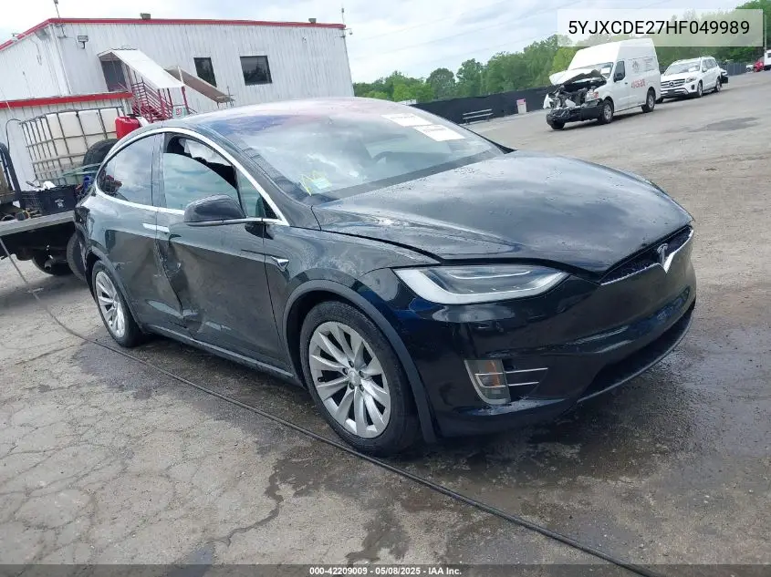 2017 Tesla Model X 100D/75D/90D VIN: 5YJXCDE27HF049989 Lot: 42209009