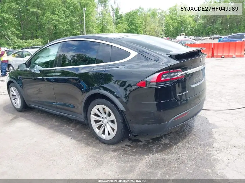2017 Tesla Model X 100D/75D/90D VIN: 5YJXCDE27HF049989 Lot: 42209009