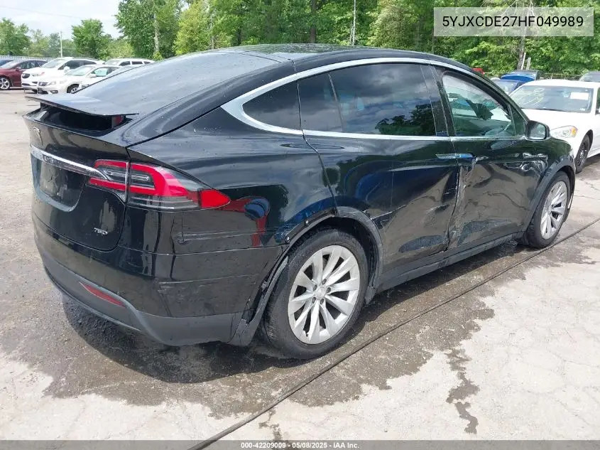 2017 Tesla Model X 100D/75D/90D VIN: 5YJXCDE27HF049989 Lot: 42209009