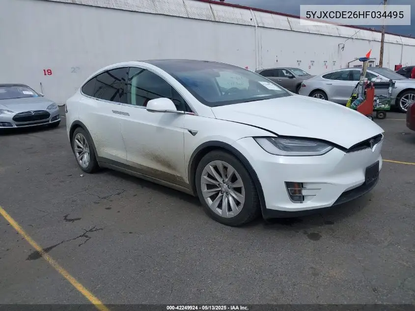 2017 Tesla Model X 100D/75D/90D VIN: 5YJXCDE26HF034495 Lot: 42249924